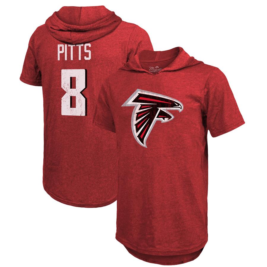 Kyle Pitts Atlanta Falcons Fanatics Branded Player Name & Number Tri-Blend Short Sleeve Hoodie T-Shirt - Red