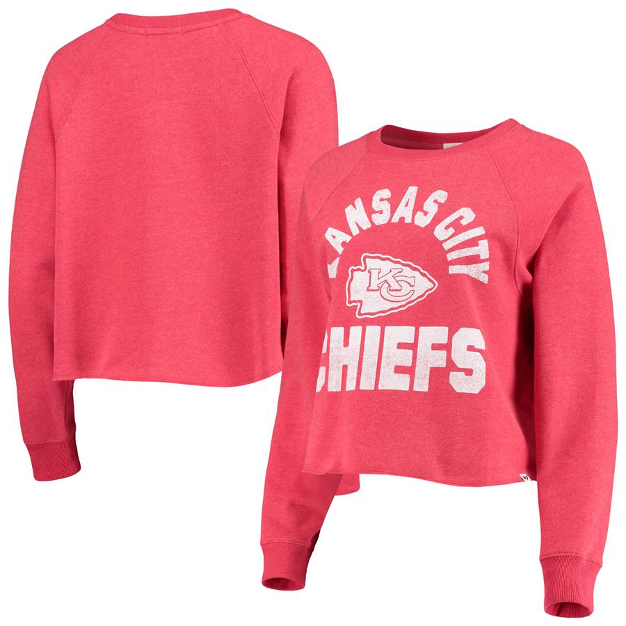 Kansas City Chiefs '47 Women's Cover Star Emerson Raglan Pullover Sweatshirt - Heathered Red