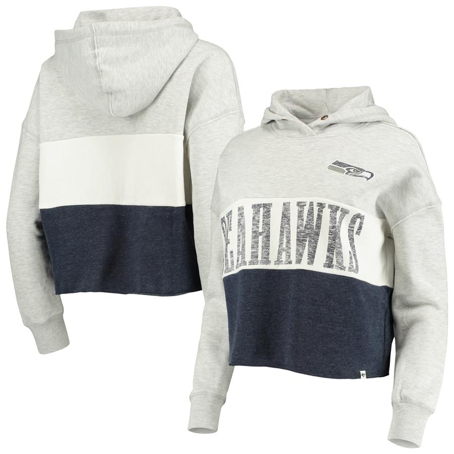 Seattle Seahawks '47 Women's Lizzy Cutoff Pullover Hoodie - Heathered Gray