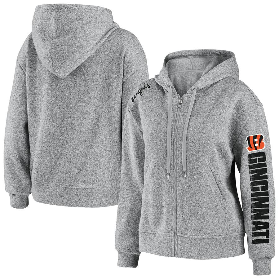 Cincinnati Bengals WEAR by Erin Andrews Women's Full-Zip Hoodie - Heathered Gray