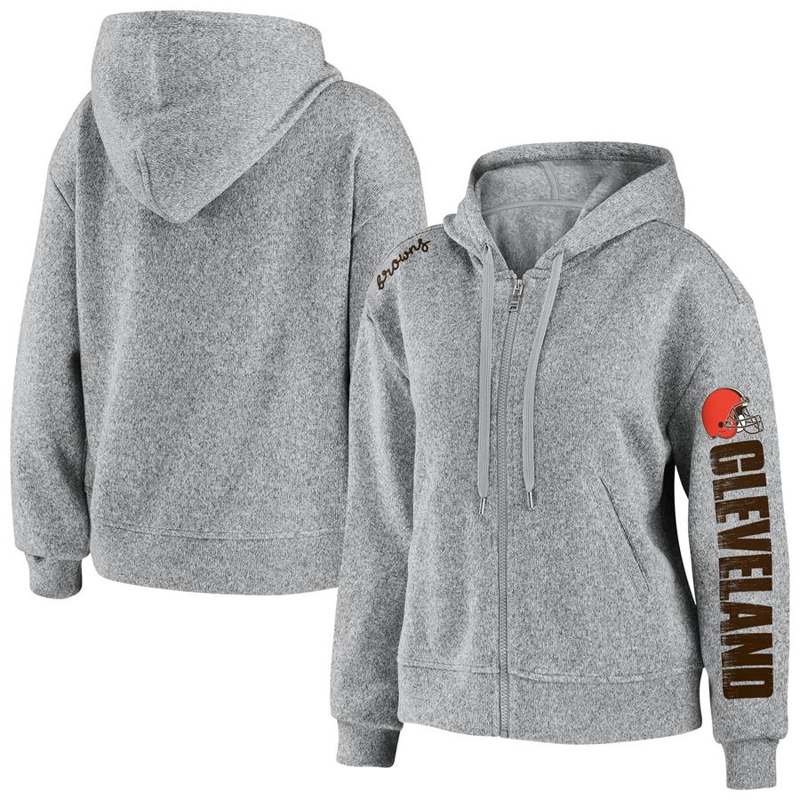 Cleveland Browns WEAR by Erin Andrews Women's Full-Zip Hoodie - Heathered Gray