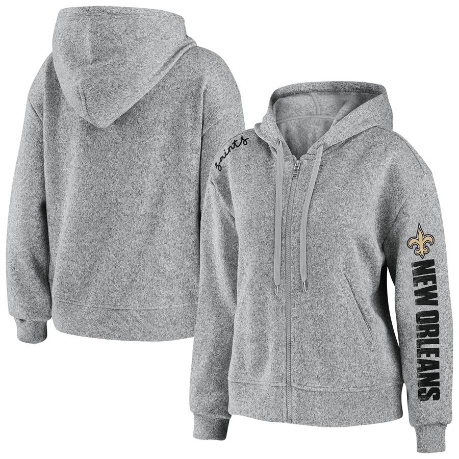 New Orleans Saints WEAR by Erin Andrews Women's Full-Zip Hoodie - Heathered Gray