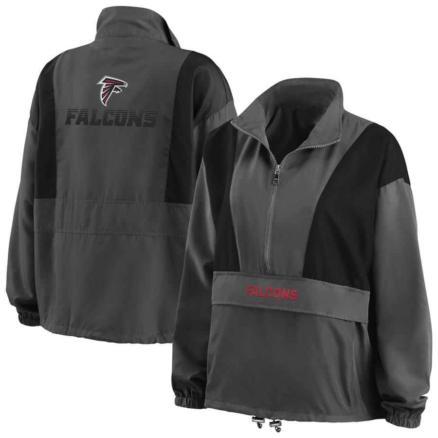 Atlanta Falcons WEAR by Erin Andrews Women's Popover Packable Half-Zip Jacket - Charcoal