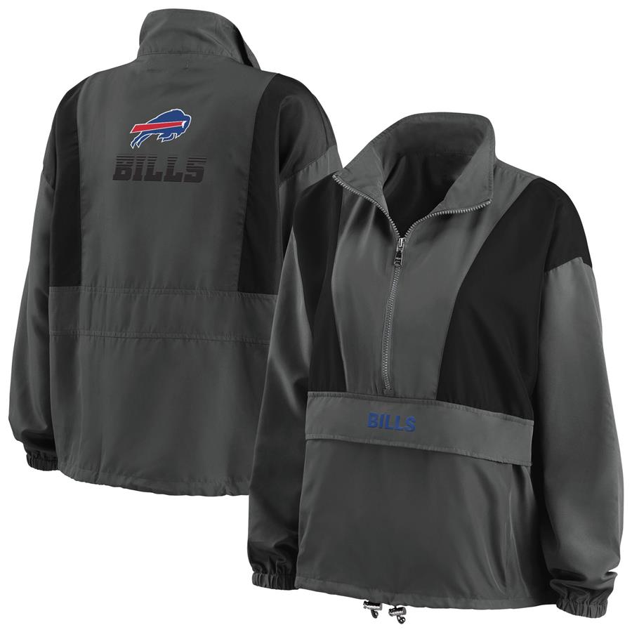 Buffalo Bills WEAR by Erin Andrews Women's Popover Packable Half-Zip Jacket - Charcoal