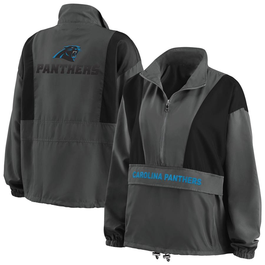 Carolina Panthers WEAR by Erin Andrews Women's Popover Packable Half-Zip Jacket - Charcoal