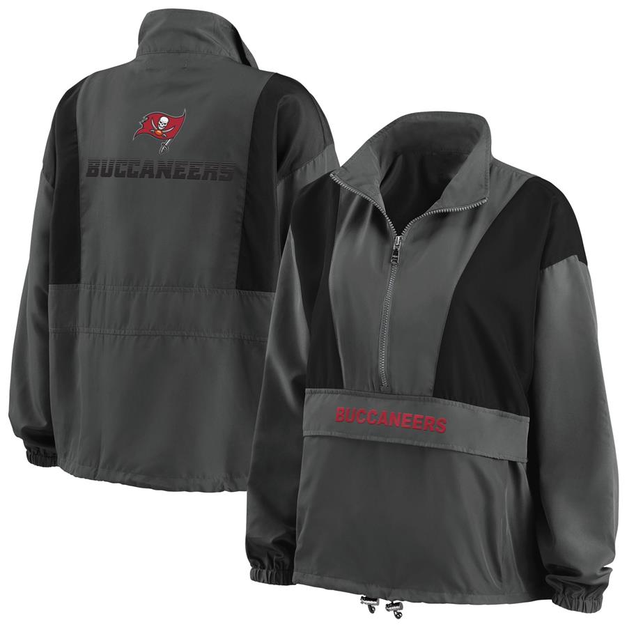 Tampa Bay Buccaneers WEAR by Erin Andrews Women's Popover Packable Half-Zip Jacket - Charcoal