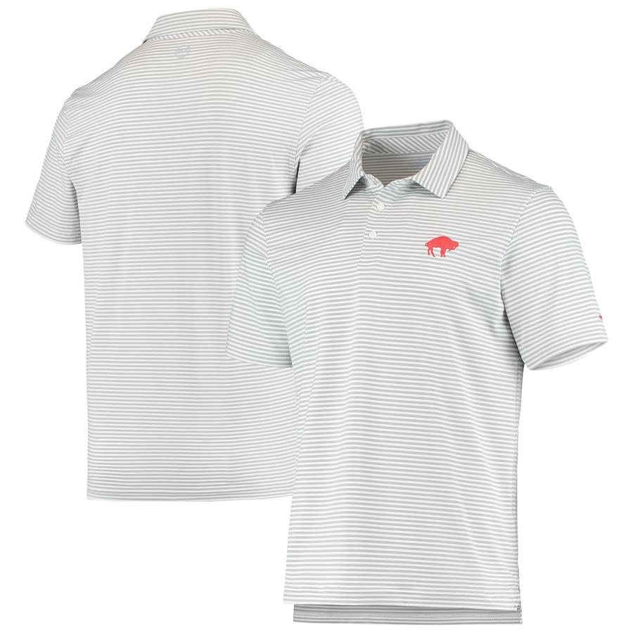 Buffalo Bills Vineyard Vines Winstead Stripe Throwback Polo - Gray