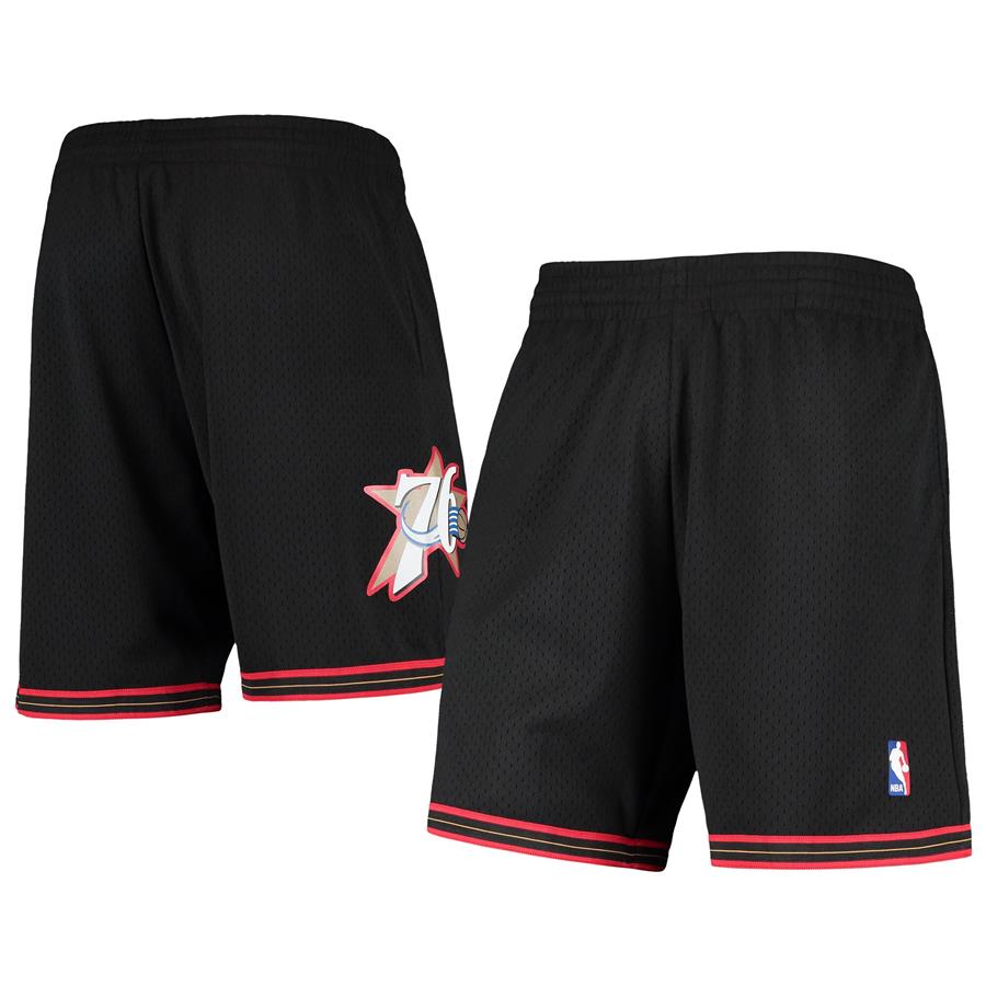 Philadelphia 76ers Mitchell & Ness Primary Team Logo Hardwood Classics Swingman Shorts - Black