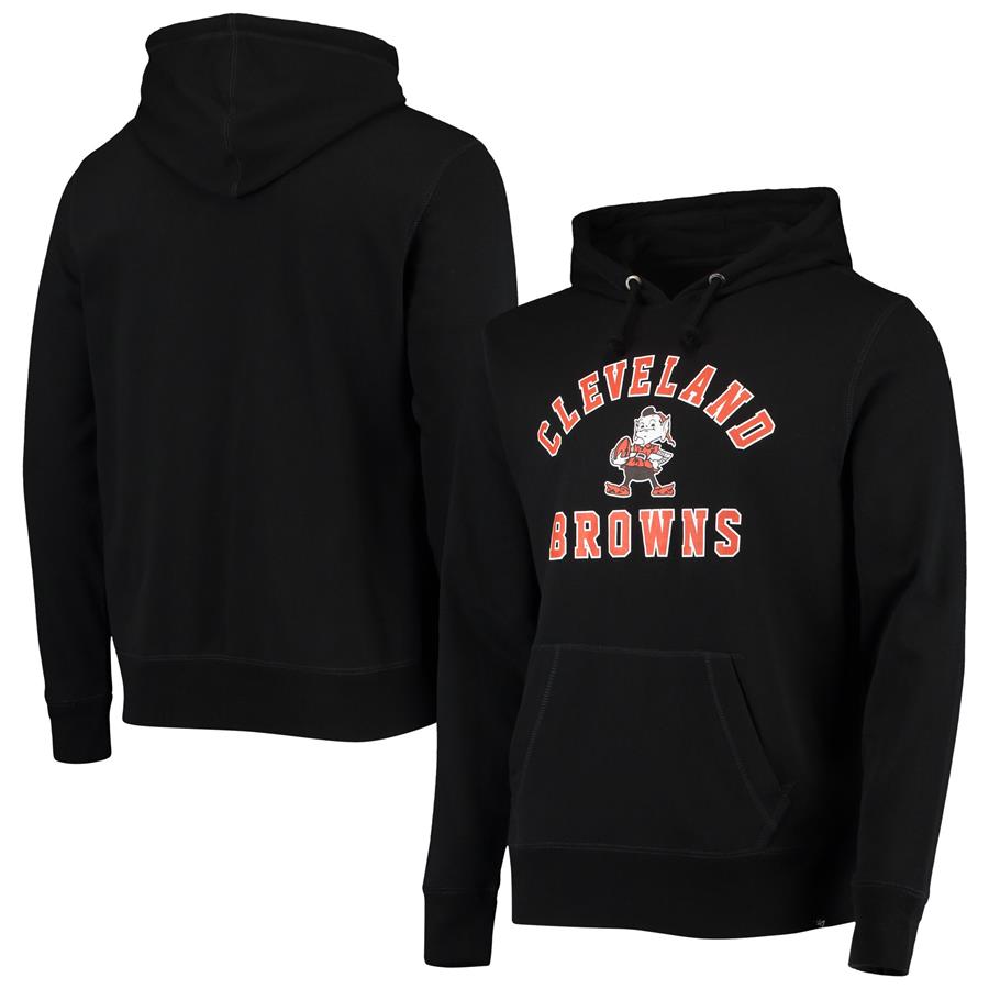 Cleveland Browns '47 Varsity Arch Throwback Pullover Hoodie - Black