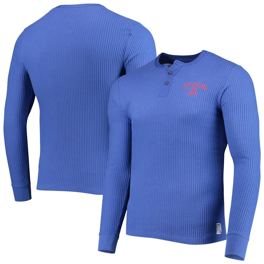 New England Patriots Junk Food Thermal Henley Long Sleeve T-Shirt - Royal