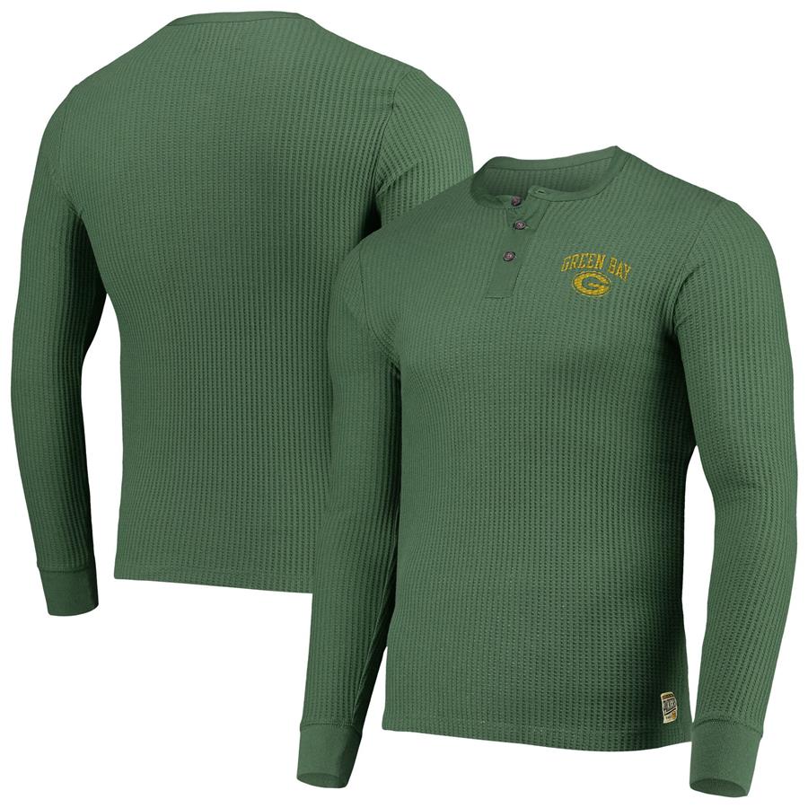 Green Bay Packers Junk Food Thermal Henley Long Sleeve T-Shirt - Green