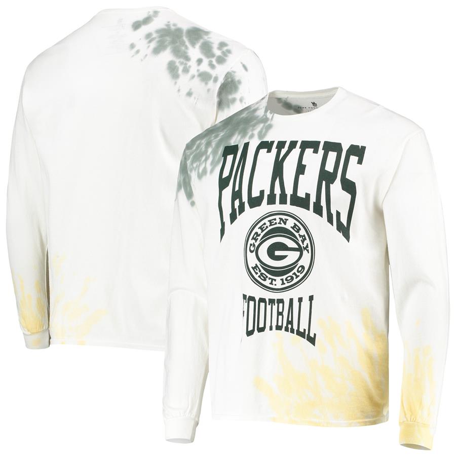Green Bay Packers Junk Food Tie-Dye Long Sleeve T-Shirt - Cream