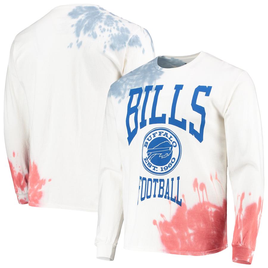 Buffalo Bills Junk Food Tie-Dye Long Sleeve T-Shirt - Cream
