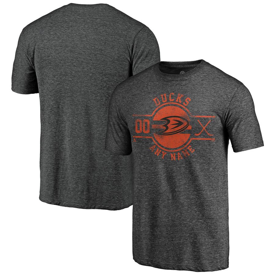 Anaheim Ducks Fanatics Branded Insignia Any Name and Number Tri-Blend T-Shirt - Charcoal