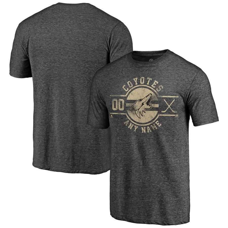 Arizona Coyotes Fanatics Branded Insignia Any Name and Number Tri-Blend T-Shirt - Charcoal