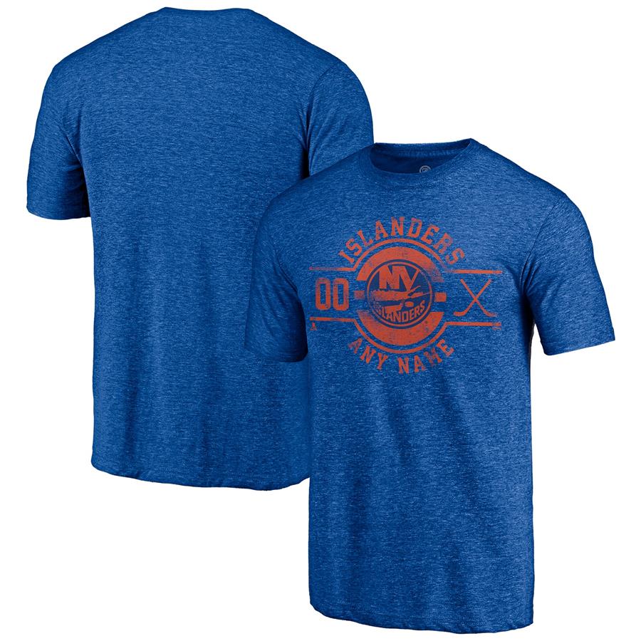 New York Islanders Fanatics Branded Insignia Any Name and Number Tri-Blend T-Shirt - Royal