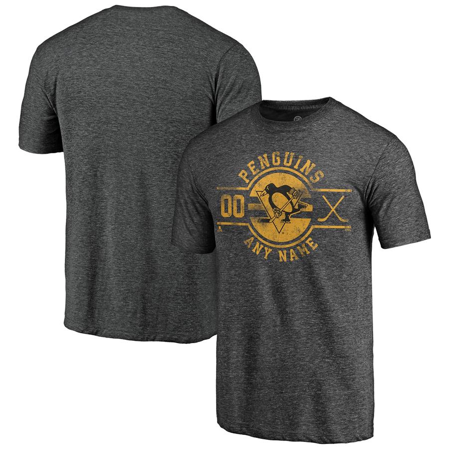 Pittsburgh Penguins Fanatics Branded Insignia Any Name and Number Tri-Blend T-Shirt - Charcoal