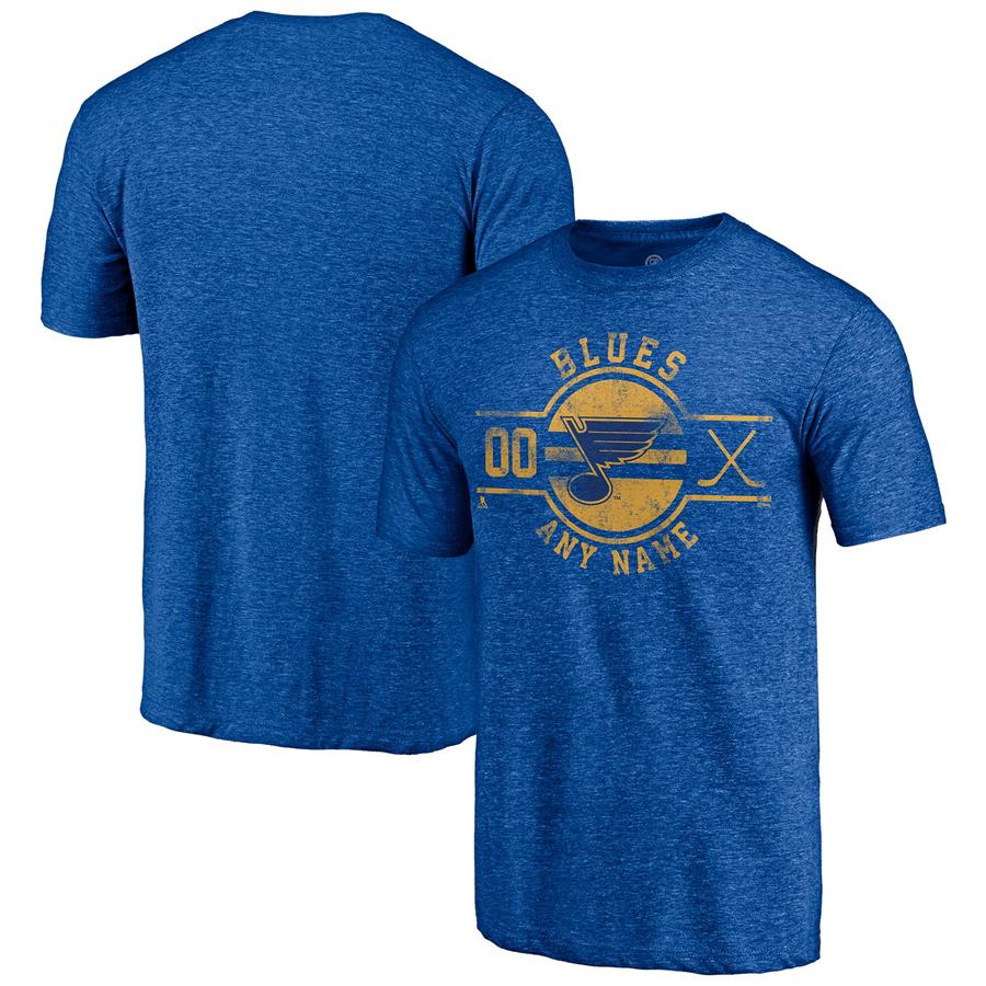 St. Louis Blues Fanatics Branded Insignia Any Name and Number Tri-Blend T-Shirt - Royal