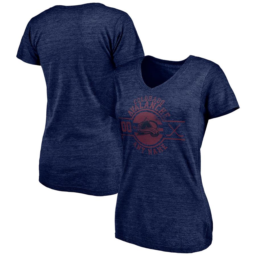 Colorado Avalanche Fanatics Branded Women's Insignia Any Name and Number Tri-Blend V-Neck T-Shirt - Navy