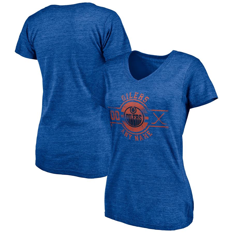 Edmonton Oilers Fanatics Branded Women's Insignia Any Name and Number Tri-Blend V-Neck T-Shirt - Royal