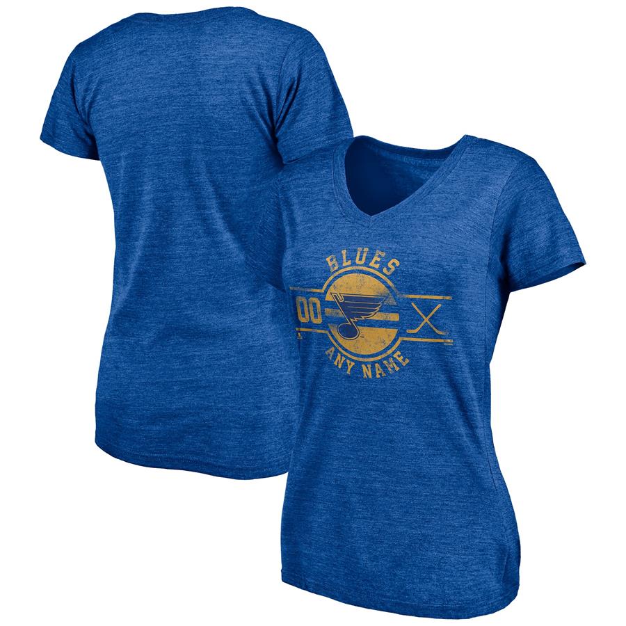 St. Louis Blues Fanatics Branded Women's Insignia Any Name and Number Tri-Blend V-Neck T-Shirt - Royal