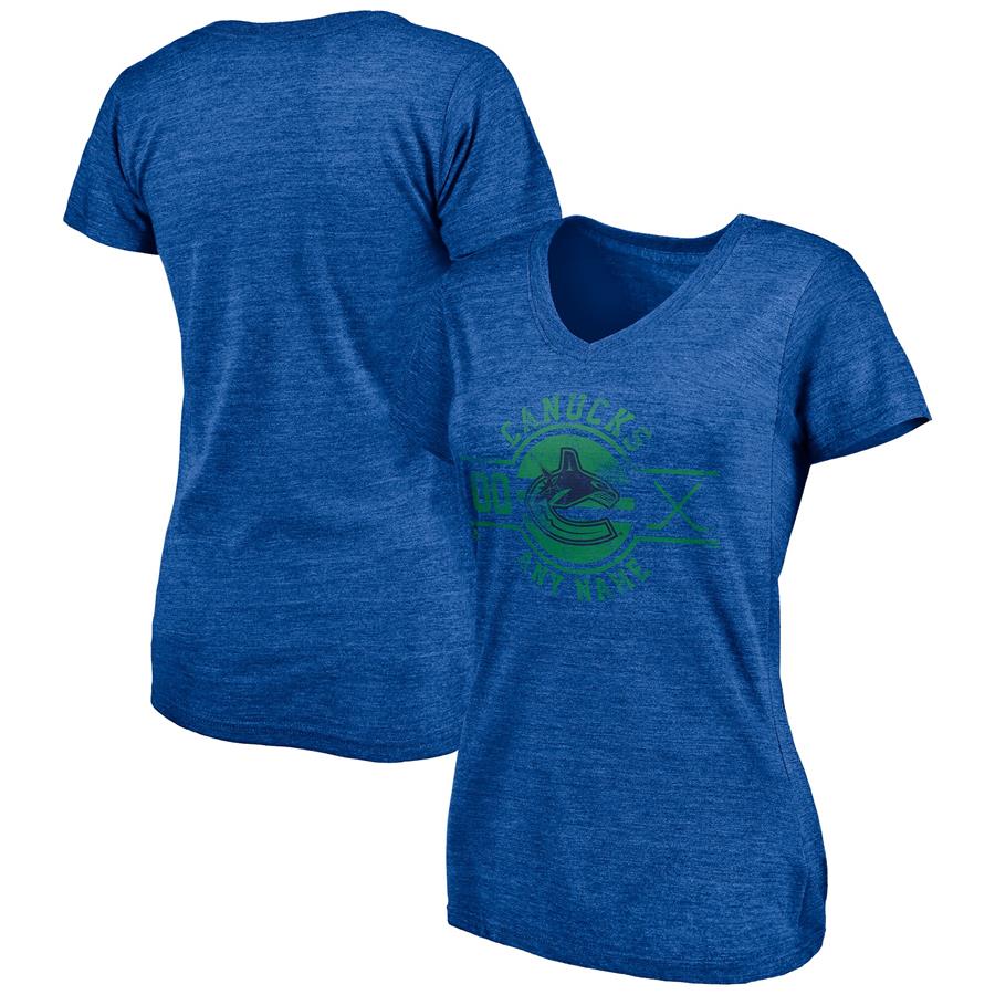 Vancouver Canucks Fanatics Branded Women's Insignia Any Name and Number Tri-Blend V-Neck T-Shirt - Royal