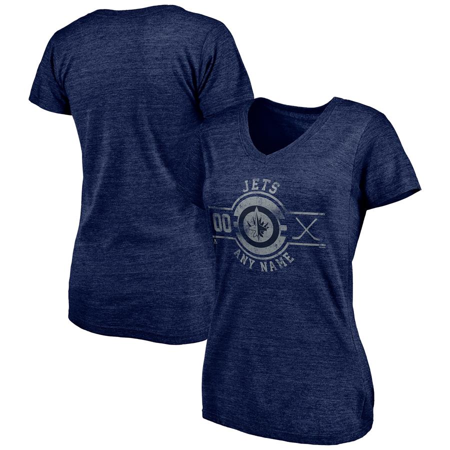 Winnipeg Jets Fanatics Branded Women's Insignia Any Name and Number Tri-Blend V-Neck T-Shirt - Navy