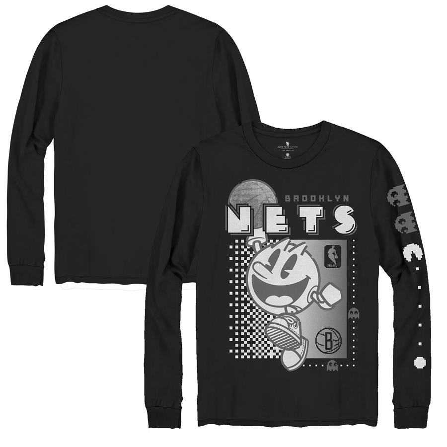 Brooklyn Nets Junk Food Pac Man Fast Break Long Sleeve T-Shirt - Black