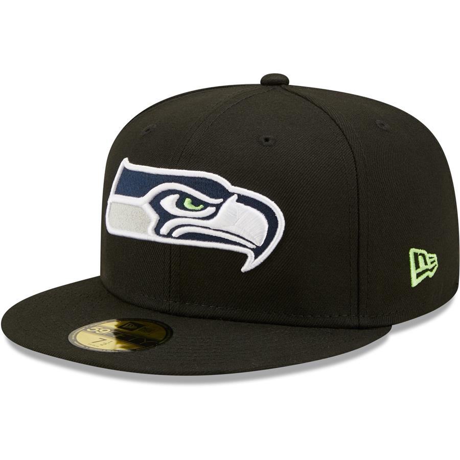 Seattle Seahawks New Era Omaha 59FIFTY Fitted Hat - Black