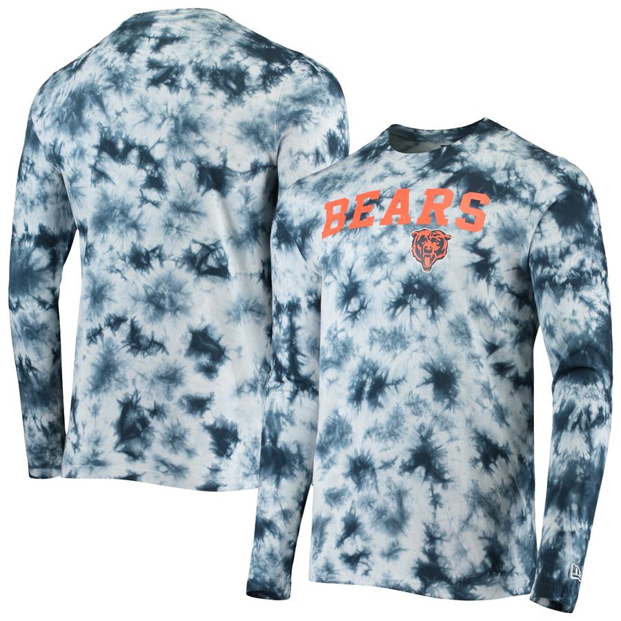 Chicago Bears New Era Tie-Dye Long Sleeve T-Shirt - Navy