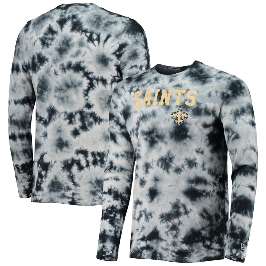 New Orleans Saints New Era Tie-Dye Long Sleeve T-Shirt - Black