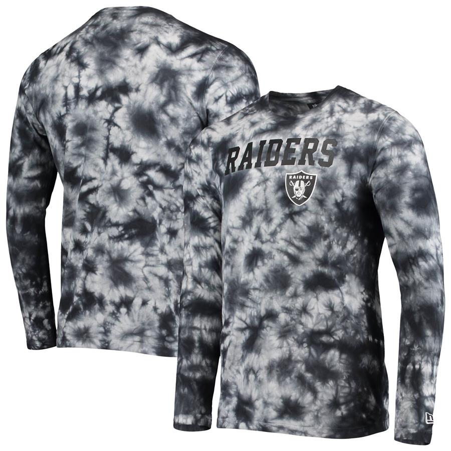 Las Vegas Raiders New Era Tie-Dye Long Sleeve T-Shirt - Black
