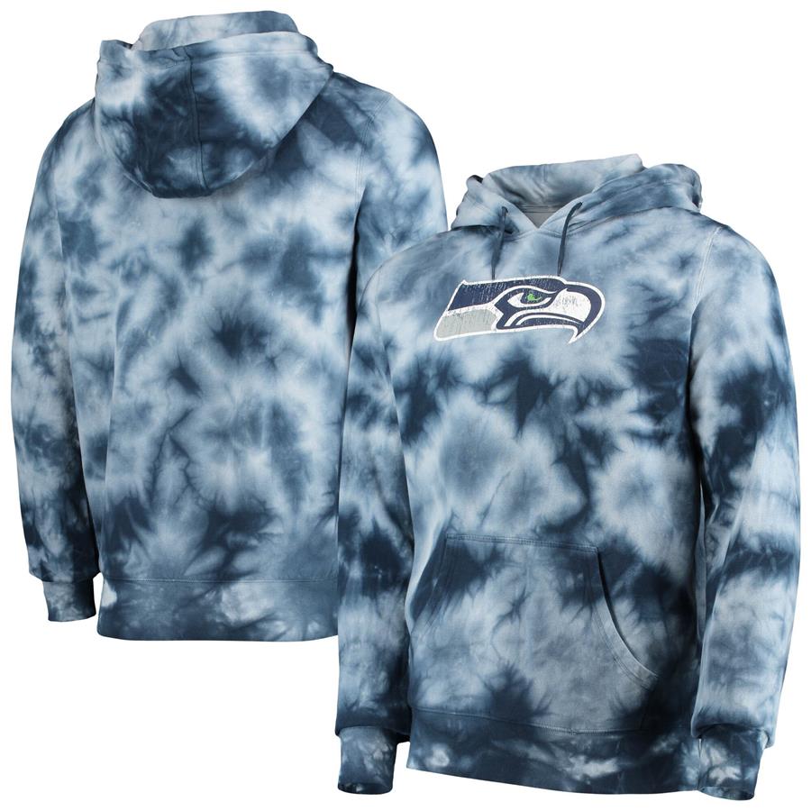 Seattle Seahawks New Era Tie-Dye Pullover Hoodie - College Navy