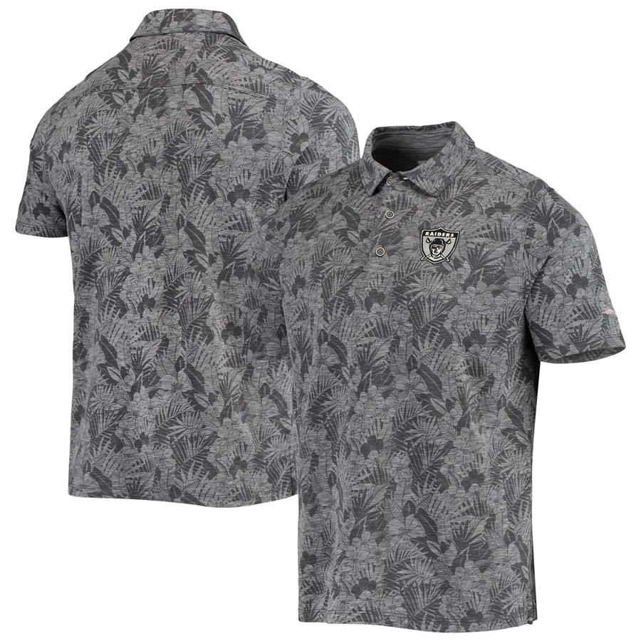 Las Vegas Raiders Tommy Bahama Throwback Sport Palmetto Palms Polo - Charcoal