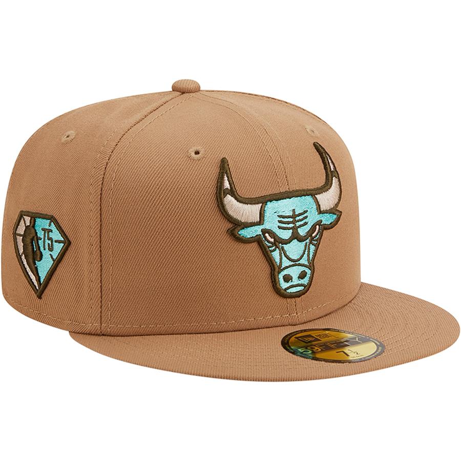 Chicago Bulls New Era 75th Anniversary 59FIFTY Fitted Hat - Khaki
