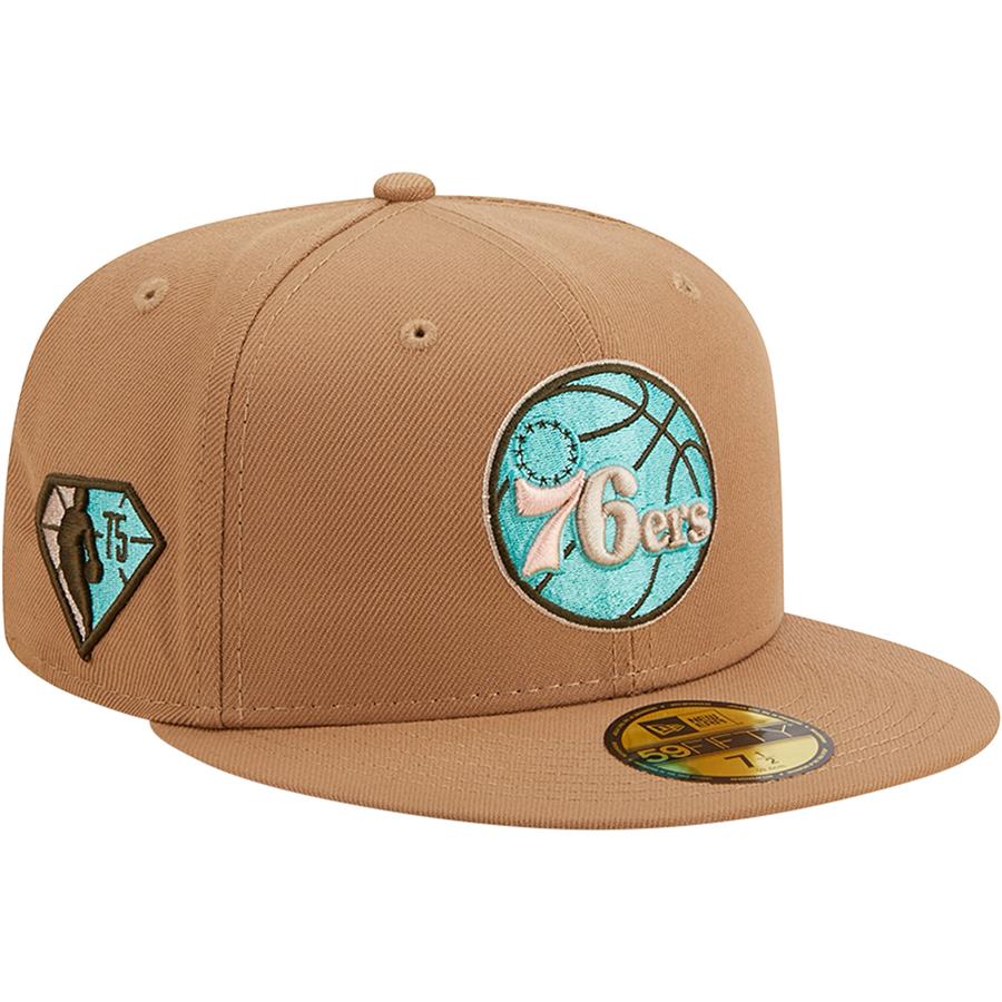 Philadelphia 76ers New Era 75th Anniversary 59FIFTY Fitted Hat - Khaki
