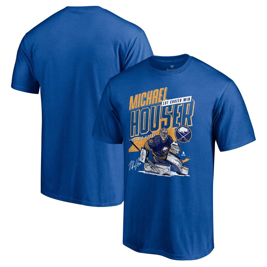 Michael Houser Buffalo Sabres Fanatics Branded 1st Career Win Player Achievement T-Shirt - Royal