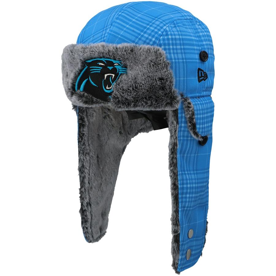 Carolina Panthers New Era Plaid Trapper Hat - Blue