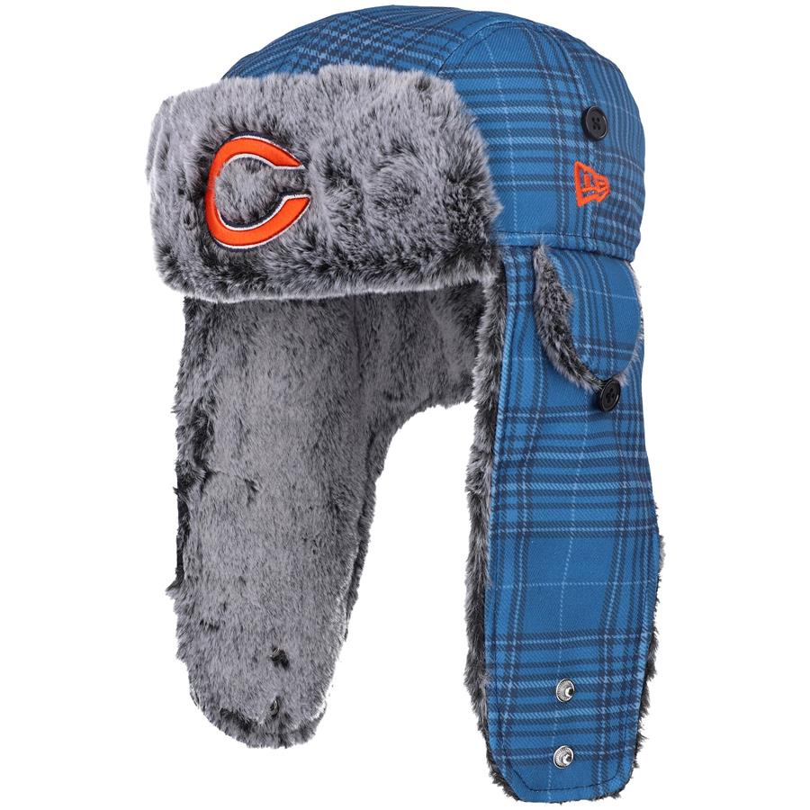 Chicago Bears New Era Plaid Trapper Hat - Navy