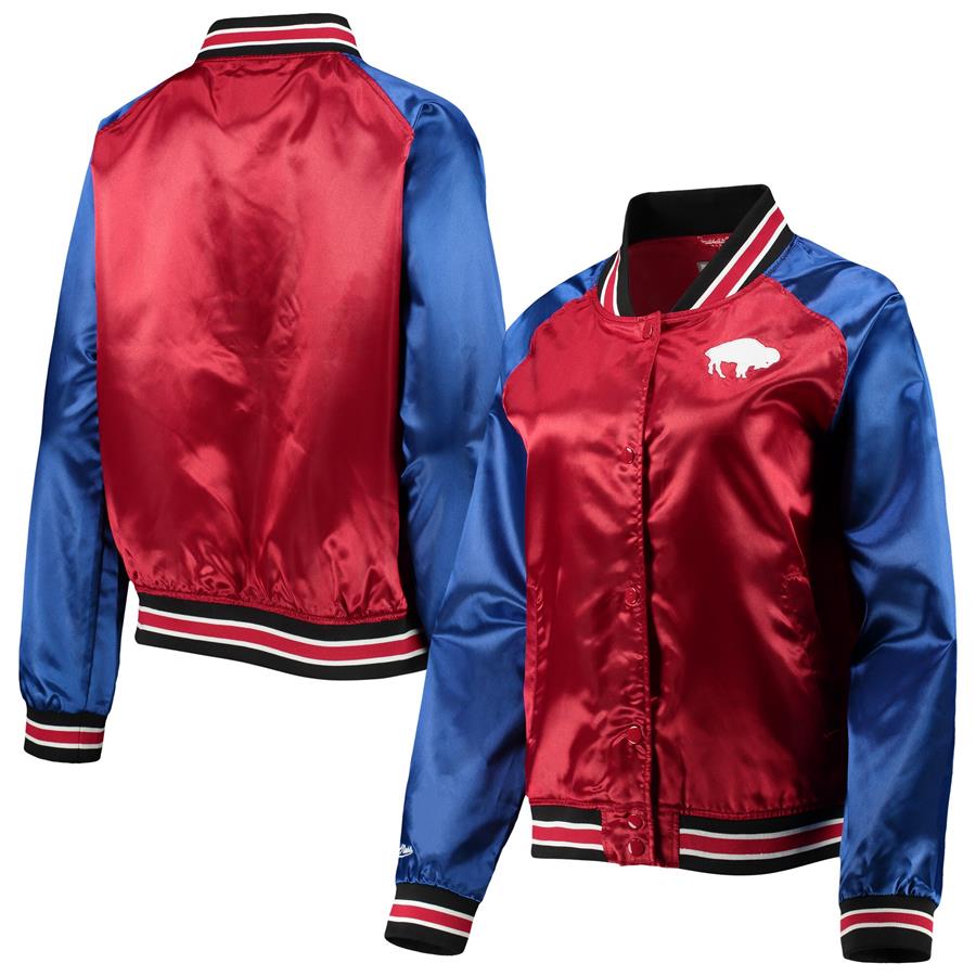 Buffalo Bills Mitchell & Ness Women's Team 2.0 Satin Raglan Full-Snap Jacket - Red
