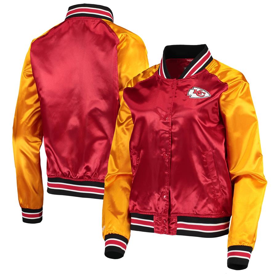 Kansas City Chiefs Mitchell & Ness Women's Team 2.0 Satin Raglan Full-Snap Jacket - Red