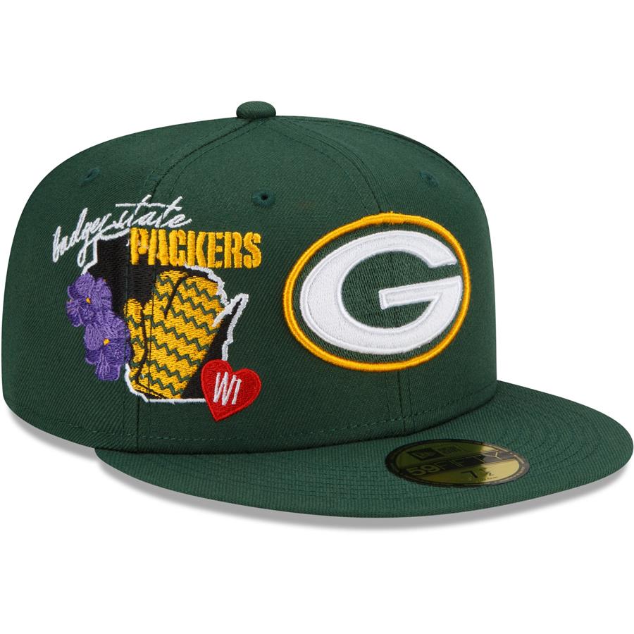 Green Bay Packers New Era City Cluster 59FIFTY Fitted Hat - Green