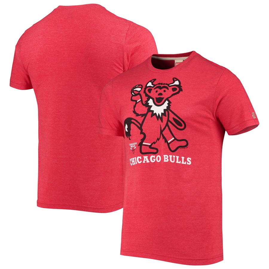 Chicago Bulls Homage NBA x Grateful Dead Tri-Blend T-Shirt - Red