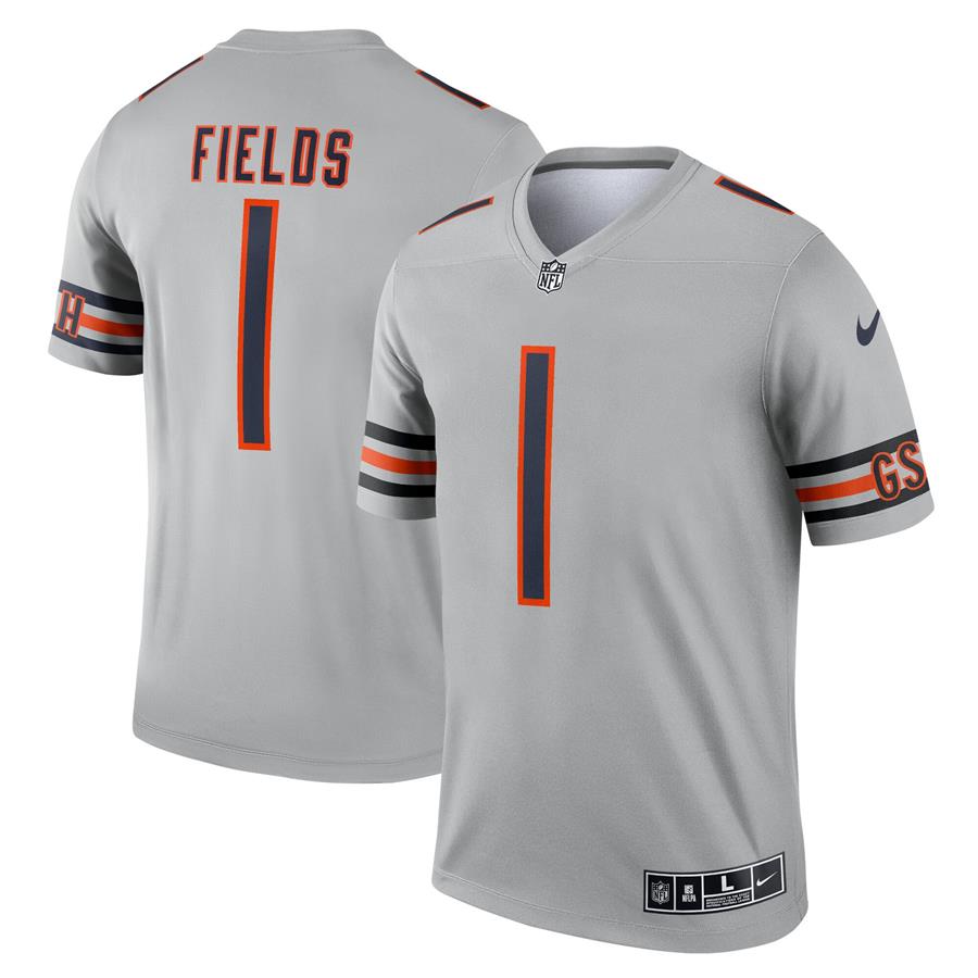 Justin Fields Chicago Bears Nike Inverted Legend Jersey - Silver