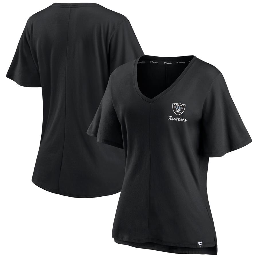 Las Vegas Raiders Fanatics Branded Women's Southpaw Flutter V-Neck T-Shirt - Black