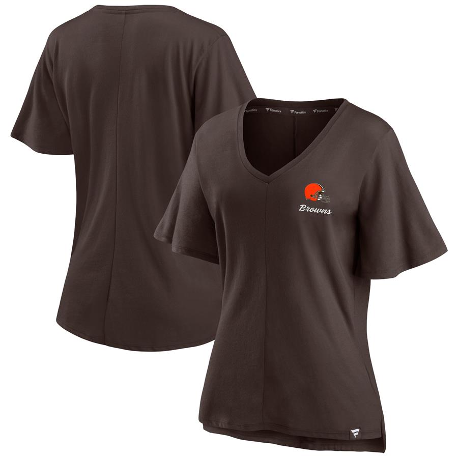 Cleveland Browns Fanatics Branded Women's Southpaw Flutter V-Neck T-Shirt - Brown
