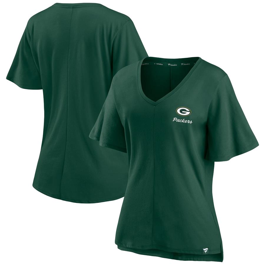 Green Bay Packers Fanatics Branded Women's Southpaw Flutter V-Neck T-Shirt - Green