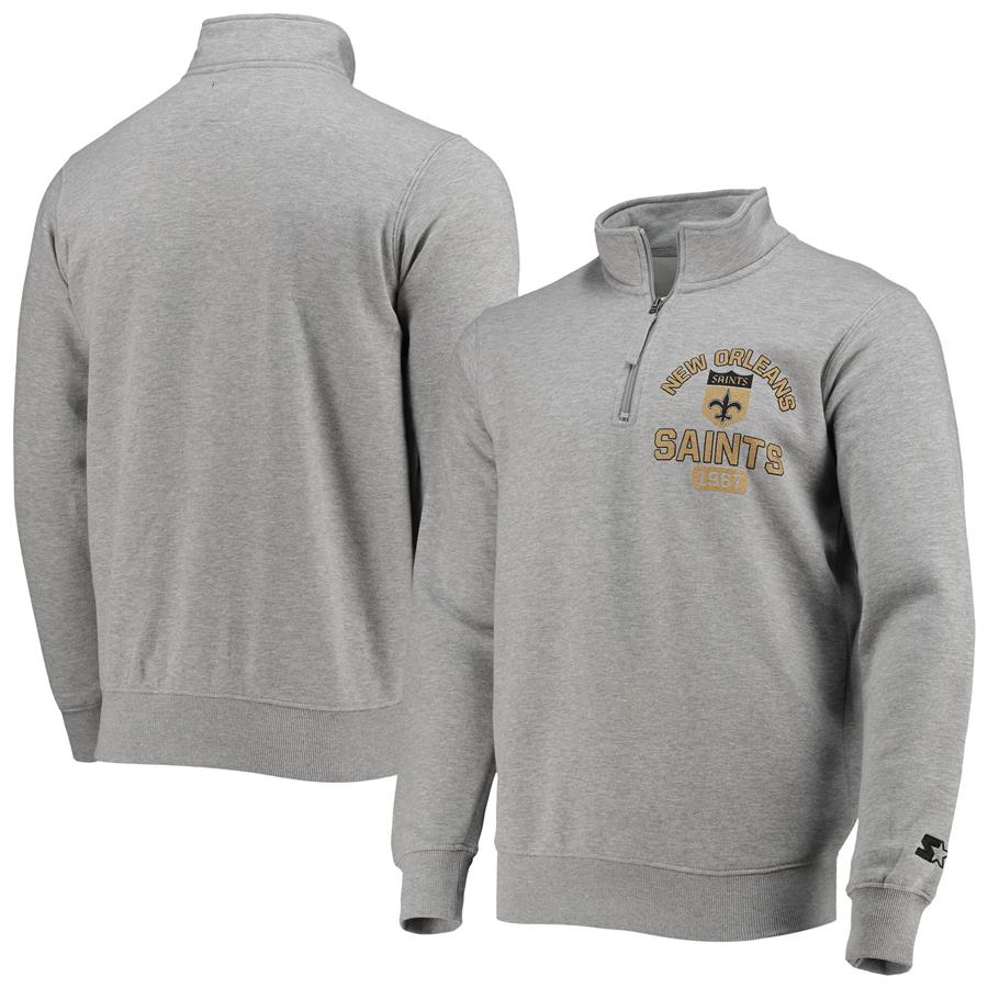 New Orleans Saints Starter Throwback Heisman Quarter-Zip Jacket - Gray
