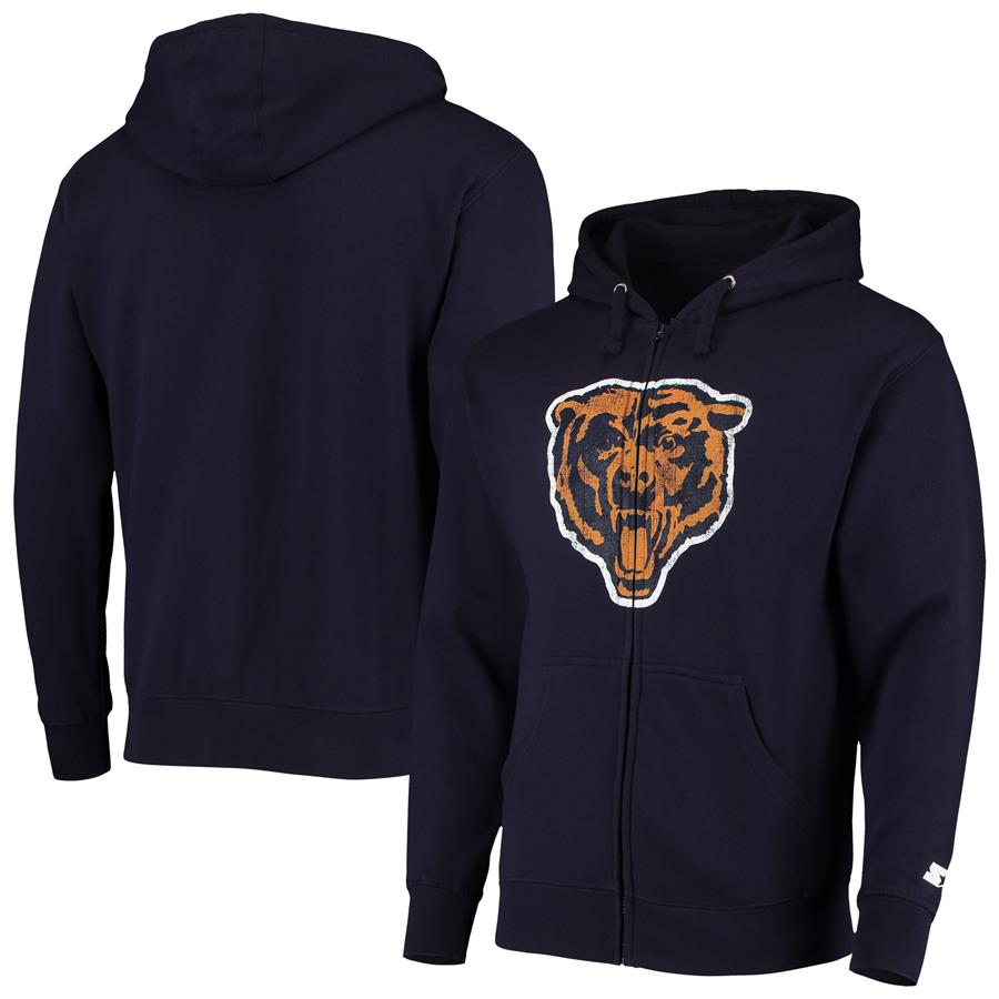Chicago Bears Starter Throwback Logo Full-Zip Hoodie - Navy