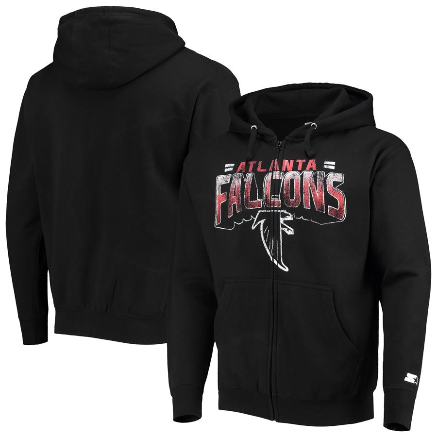 Atlanta Falcons Starter Throwback Perfect Season Full-Zip Hoodie Jacket - Black